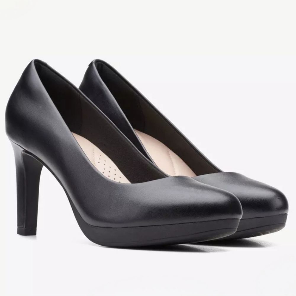 Clarks Ambyr Joy Black Leather Heel, Women's Size 5.5